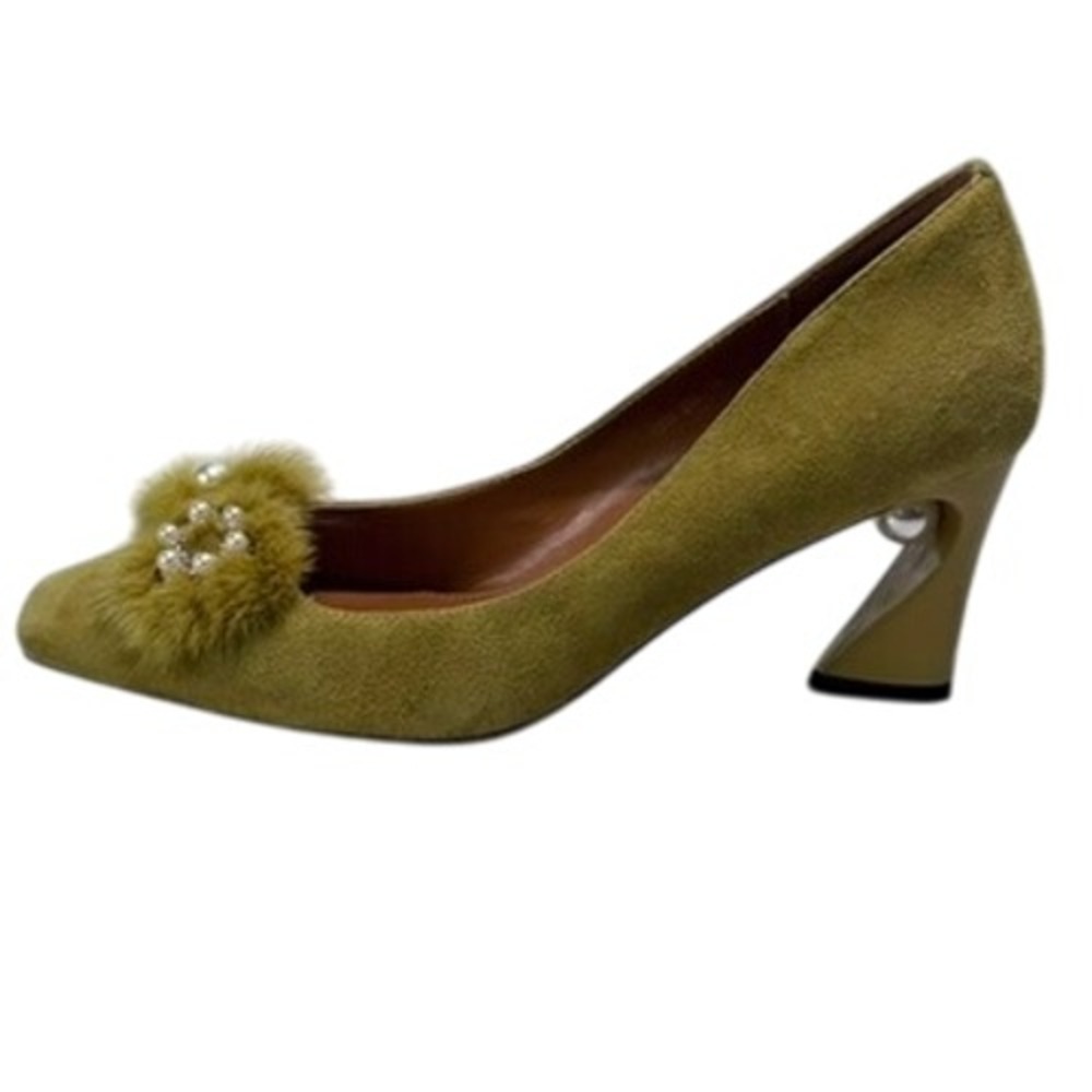 Fashion Pumps Suede Fur‎ Embellished Heel US 10.5 EU 42 UK 8.5